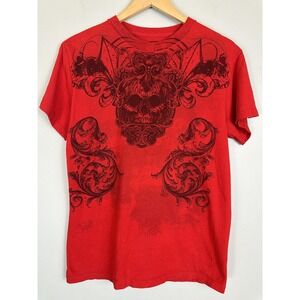 MMA Elite Vintage Y2K Cyber Mallgoth Skull Graphic Shirt Skater Grunge Size S